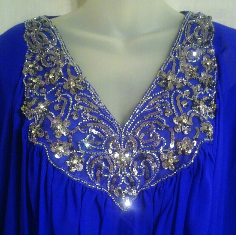 Neiman Marcus Badgley Mischka Beaded Blouse - Picture 2 of 4